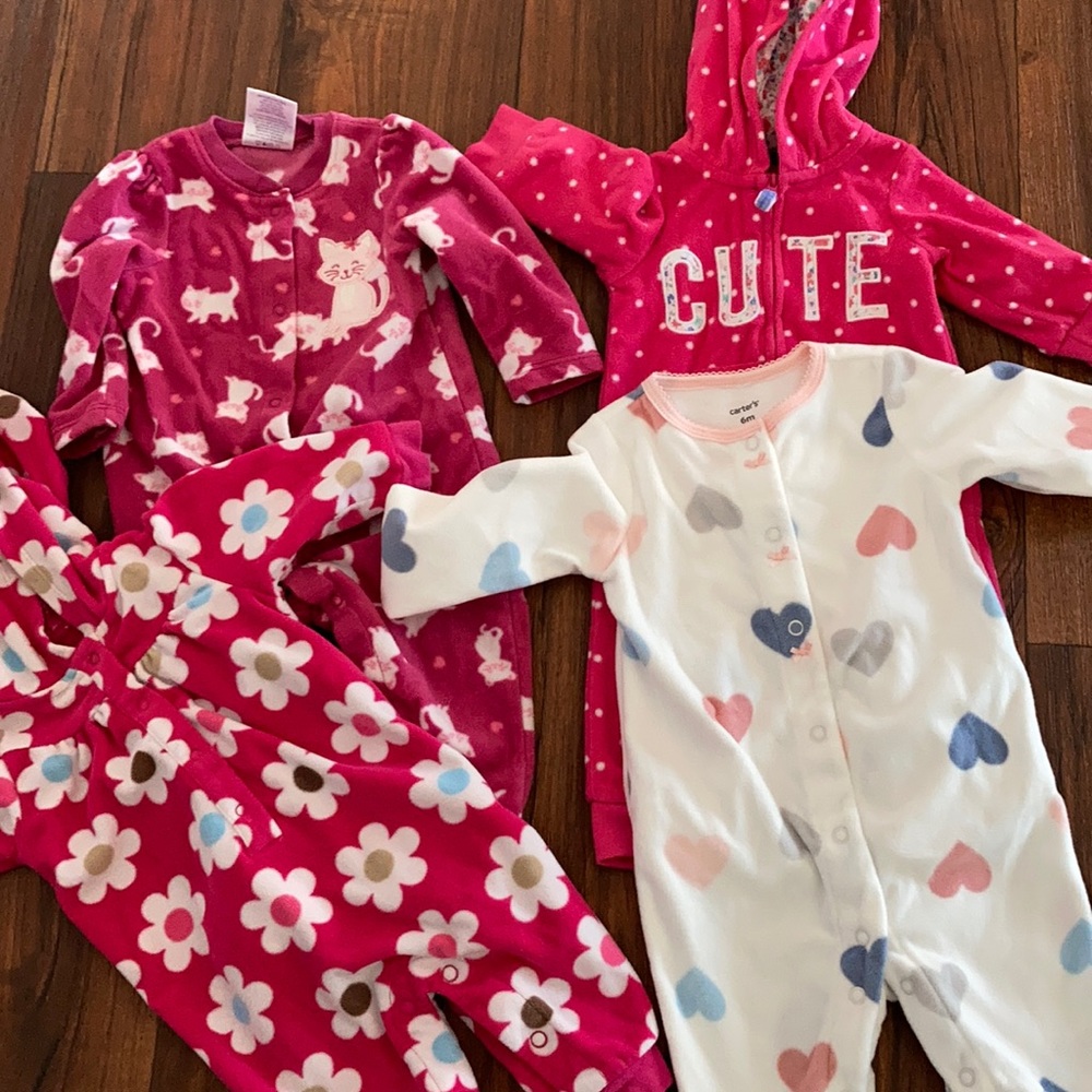 Lot of 4 Baby Girl Fleece Long Sleeve Outfit